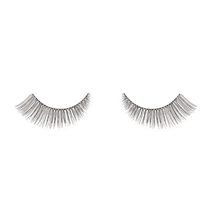 Pair of Ardell Curvy 411 false lashes side by side featuring clustered lash fibers