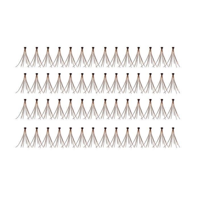 56 Ardell Knotted Individuals - Medium (Brown) false lashes arranged in 4 rows of 14 individual lash clusters