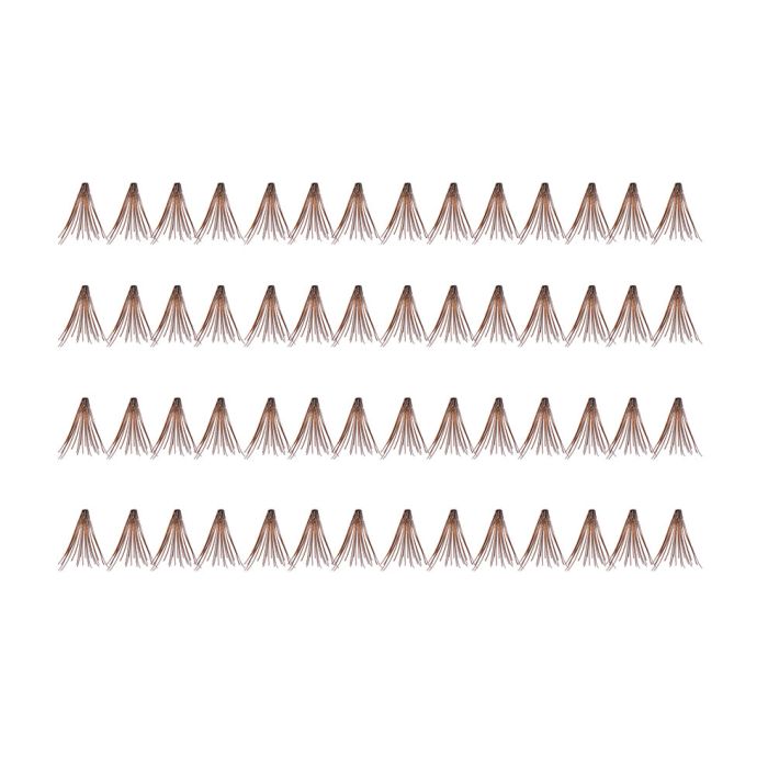 56 Ardell Knot-Free Double Individuals - Short (Brown) false lashes arranged in 4 rows of 14 individual lash clusters 