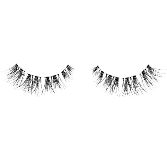 A single pair of Ardell Pre-Cut Demi Wispies showing its layered lash and its undetectable lash band