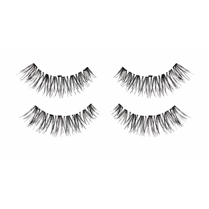 2 pairs of upper & lower Ardell Magnetic Double Demi Wispies faux lashes for the left & right eyes side by side