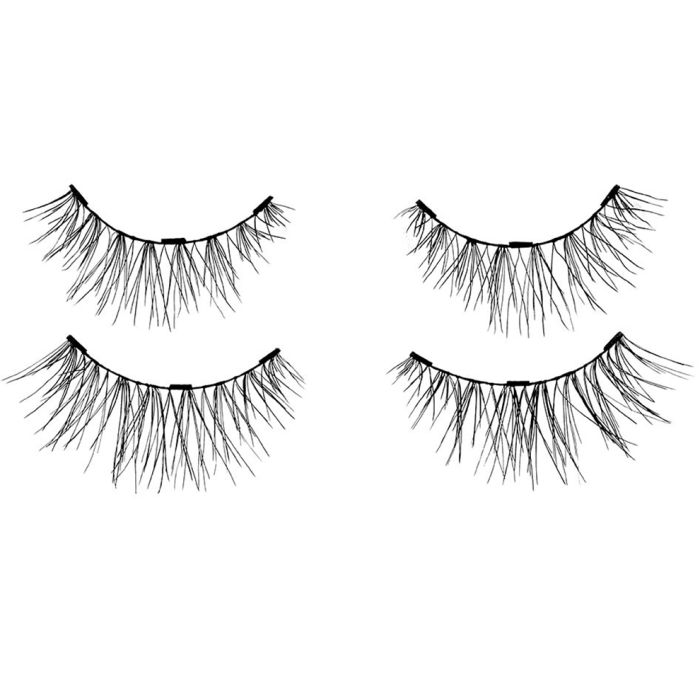 2 pairs of upper & lower Ardell Magnetic Wispies 113 faux lashes for the left & right eyes side by side.
