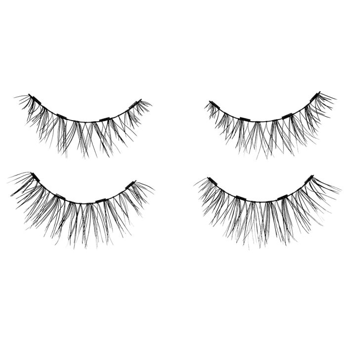 2 pairs of upper & lower Ardell Magnetic Wispies faux lashes for the left & right eyes side by side