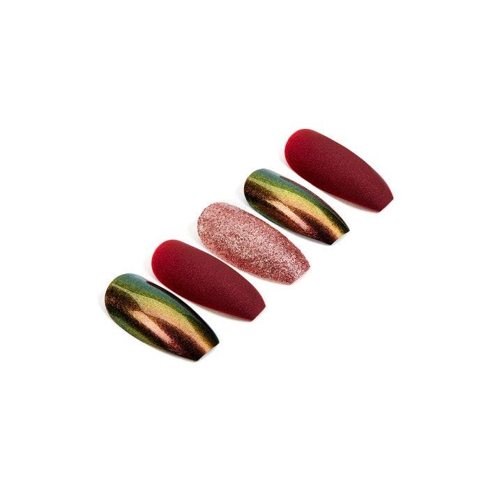 Ardell Nail Addict Artificial Nail in Red Cateye and coffin shape