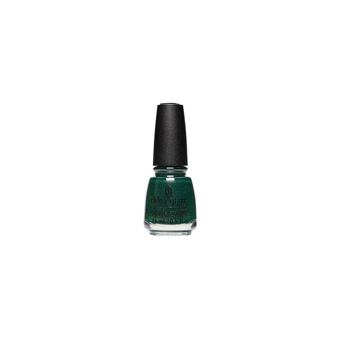 WIde display of China Glaze nail polish  with Emerald Magic color shade