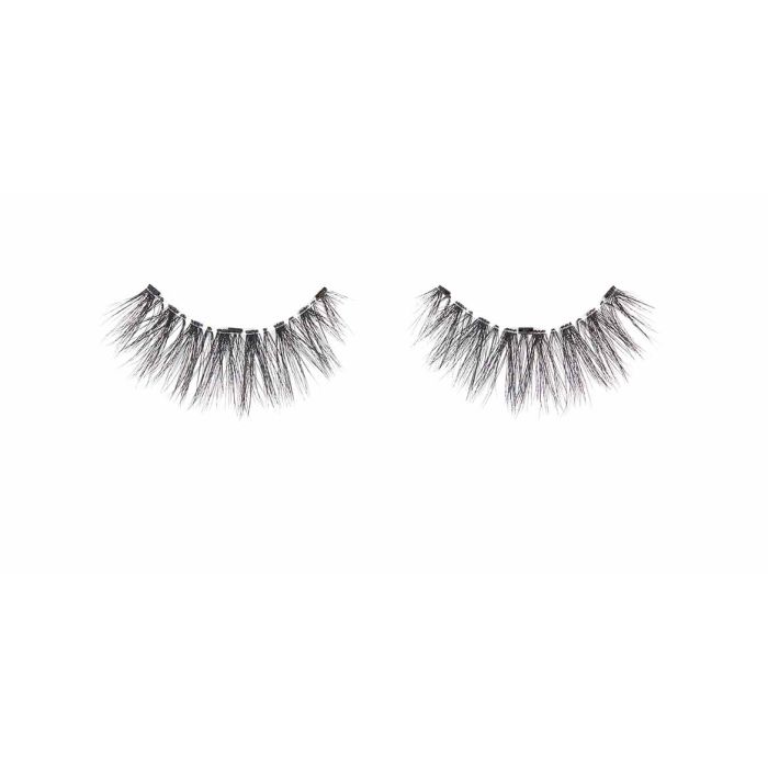 A single pair of Ardell Magnetic Lash, Faux Mink 858 featuring its slightly rounded, crisscrossing & feathery lash