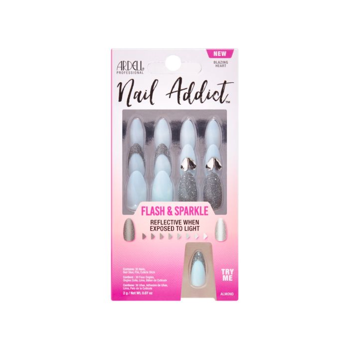 Sealed wall-hook ready packaging of Ardell Nail Addict Flash & Sparkle Blazing Heart