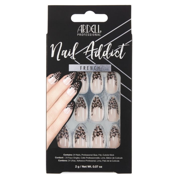 Front of Ardell Nail Addict in French Leopard color shade packaging with label text