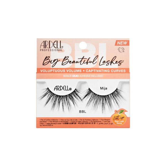 Front facing of Ardell Big Beautiful Lashes Mija wall-hook ready pack with printed product details and information 