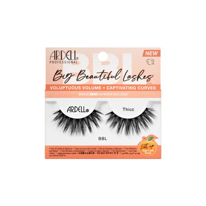 Front view of Ardell's Big Beautiful Lashes Thicc wall-hook ready retail packaging with printed product information 