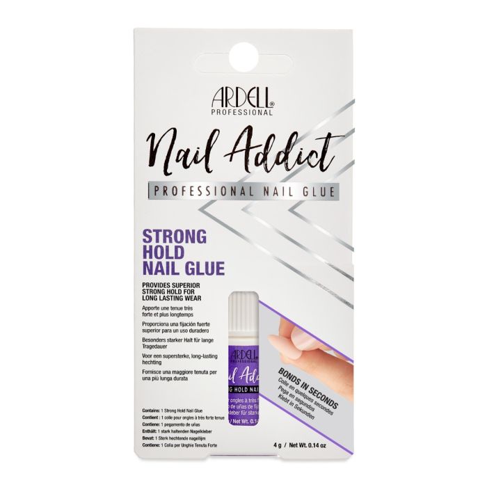 Front view of  Ardell Nail Addict Strong Hold Nail Glue packaging with product information