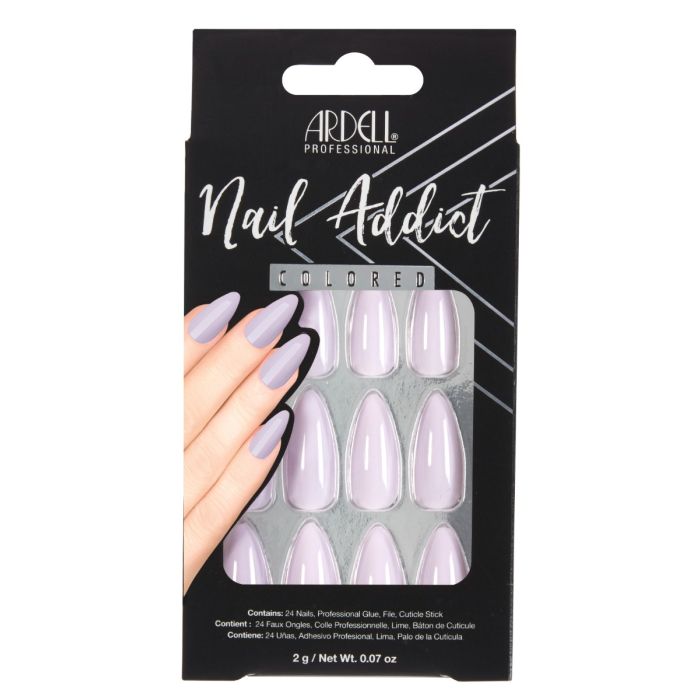Front of Ardell Nail Addict Lilac color shade in packaging with text