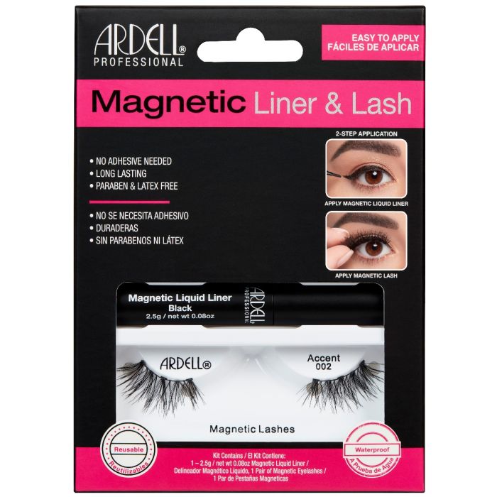 Front view of full Ardell, Magnetic Liquid Liner & Lash Kit, Accent 002 set in complete retail wall hook packaging