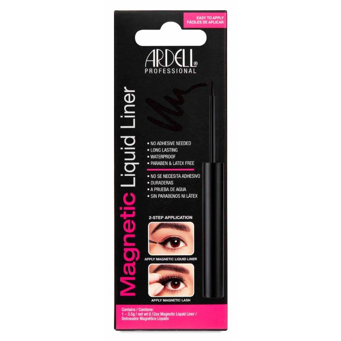 Front view of an Ardell Magnetic Liquid Liner  set in retail wall hook packaging with product details and information