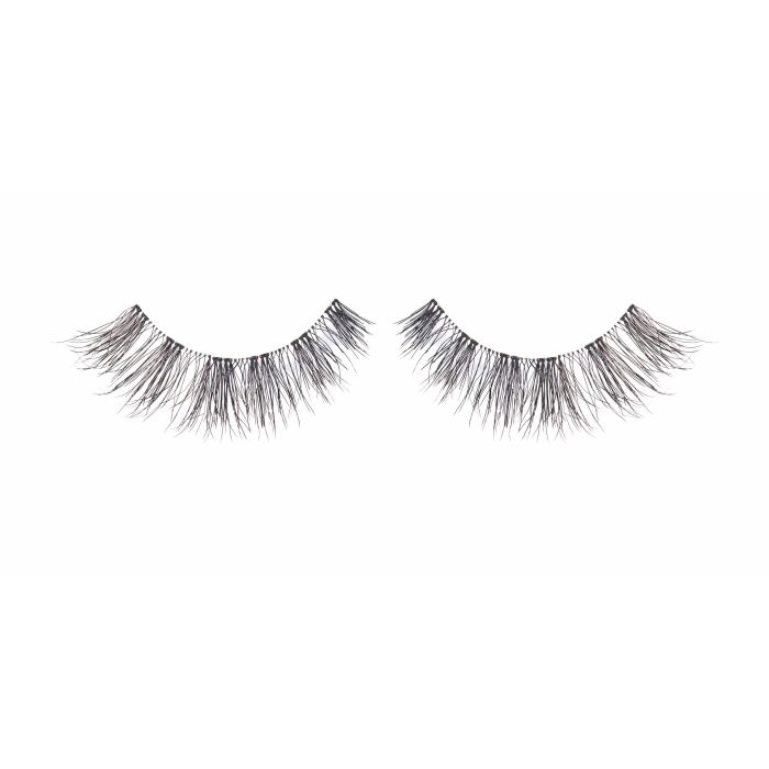 A pair of Ardell Textureyes Lash 578 showing its medium volume & length & slightly flared shape that elongates at the corner