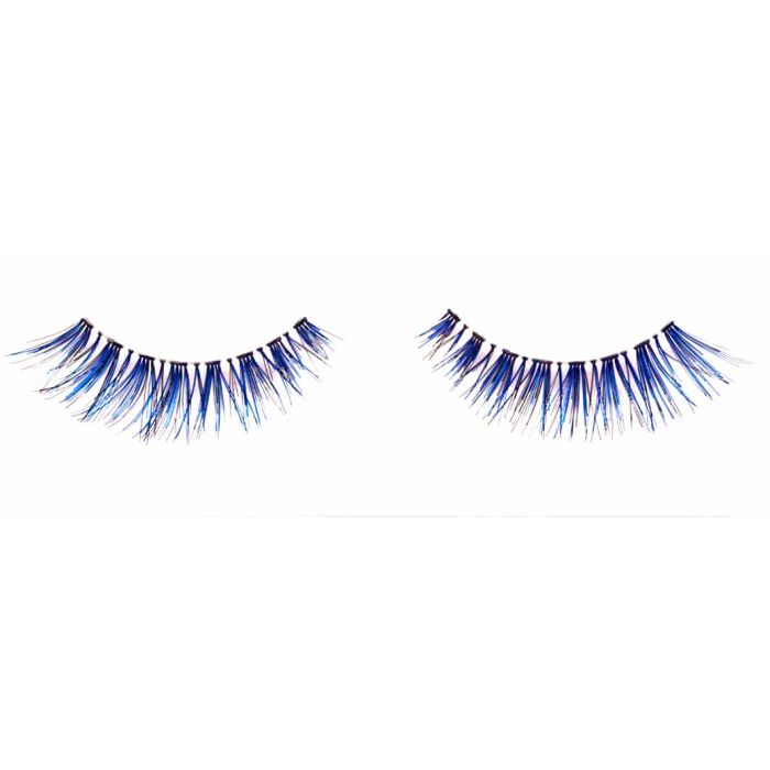 Pair of Ardell Color Impact Lash Demi Wispies Blue false lashes side by side featuring clustered lash fibers