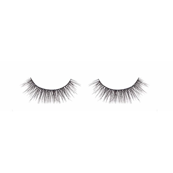 A pair of Ardell Magnetic  Fauxmink Megahold Liner & Lash 820 false lashes for the left & right eyes on a white background