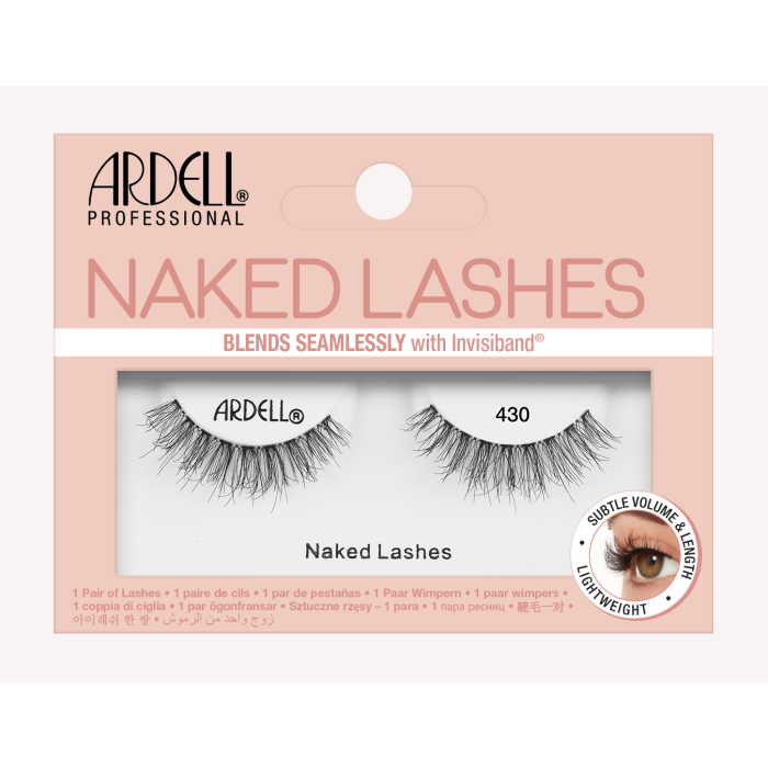 Ardell Naked Lashes 430 in retail packaging with printed product details and information
