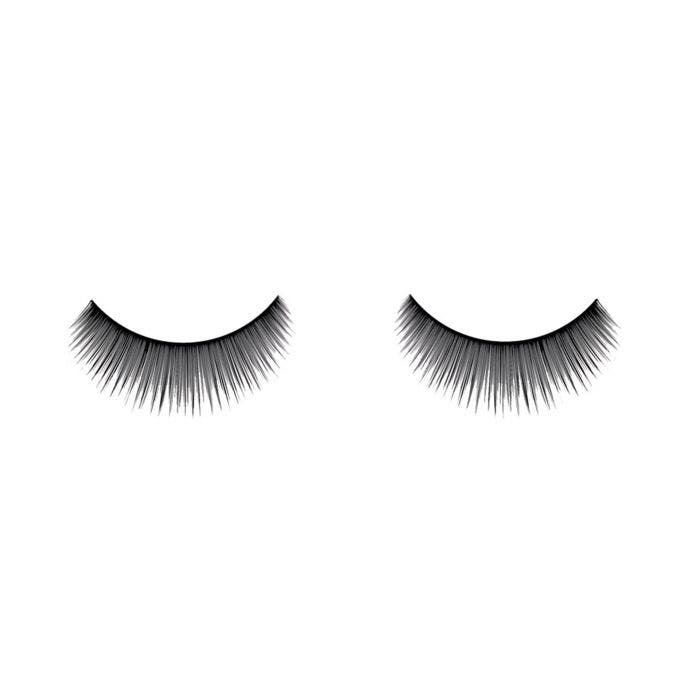 Set of Ardell Glamour 138-Black lashes side by side featuring its full volume, medium length and slightly rounded lash style