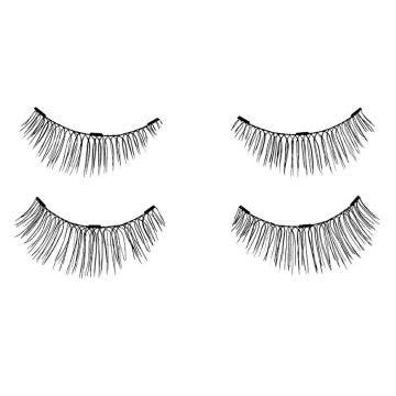 2 pairs of upper & lower Ardell Magnetic Lash 105 faux lashes for the left & right eyes side by side