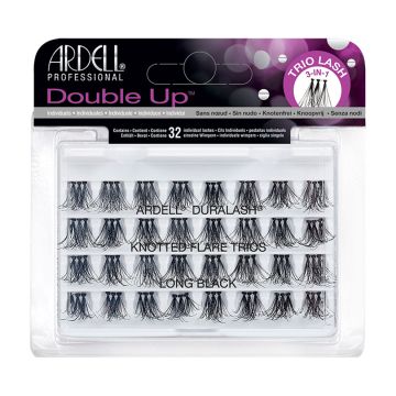 A set of 32 Ardell Double Up Knotted Flare Trio Individuals in long length inside its retail packaging