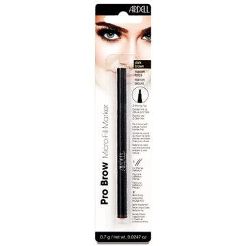 Close-up view of Ardell Pro Brow MicroFill Marker Dark Brown in retail wall hook packaging