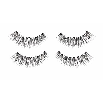 2 pairs of upper & lower Ardell Magnetic Double Demi Wispies faux lashes for the left & right eyes side by side