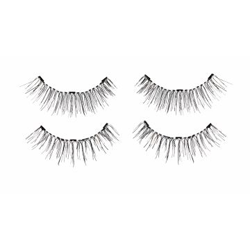 2 pairs of upper & lower Ardell Magnetic Double Lash 110 faux lashes for the left & right eyes side by side