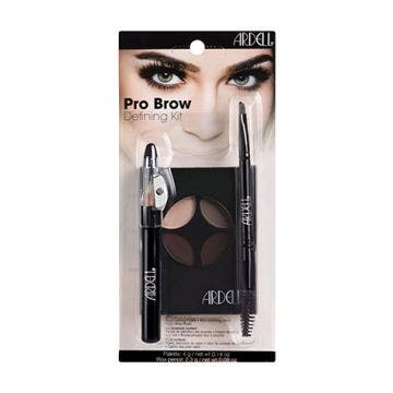 A forefront shot of  sealed and wall hook ready packaging of  Ardell Pro Brow defining kit in Medium shade