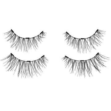 2 pairs of upper & lower Ardell Magnetic Wispies 113 faux lashes for the left & right eyes side by side.