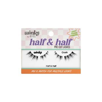 Front face of Winks Half & Half Pre-Cut Lashes Crush wall hook ready packaging