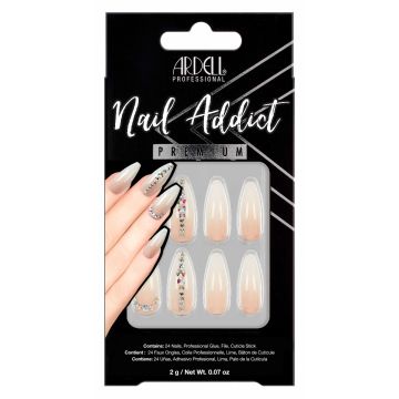 Ardell Nail Addict Premium Nail Set, Nude Light Crystals color color in a wall-hook ready box