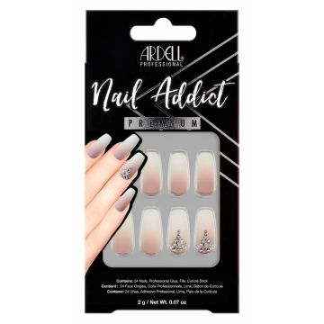 Front of Ardell Nail Addict Premium Nail Set, Rich Tan Ombré in a retail box with text