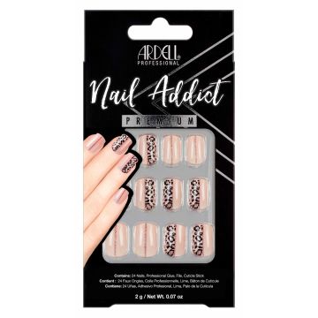 Front of Ardell Nail Addict Premium Nail Set, Cheetah Accent color color in a retail box