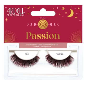 Front view of Ardell Elements Passion creative retail packaging displaying its colored faux lash contents