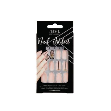 A front view of Ardell Nail Addict Premium Artificial Nail Set - Blush Geometric Crystals in a wall hook ready packaging 