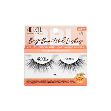 Front view of Ardell's Big Beautiful Lashes Cheeky wall-hook ready retail packaging with printed product information 