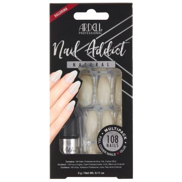 Front view of Ardell Nail Addict Natural Ballerina Multipack in a wall-hook retail packaging