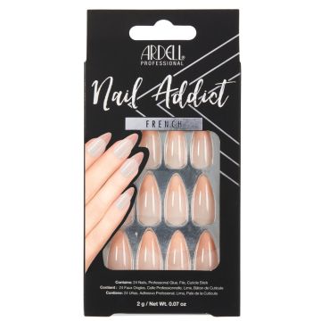 Front of Ardell Nail Addict in Nude French color shade retail pack with label text