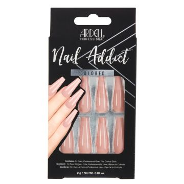 Front of Ardell Nail Addict Nude Pink color shade in packaging with text