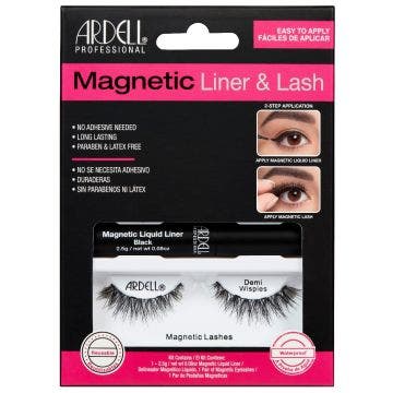 Front view of full Ardell, Magnetic Liquid Liner & Lash Kit, Demi Wisipies set in complete retail wall hook packaging