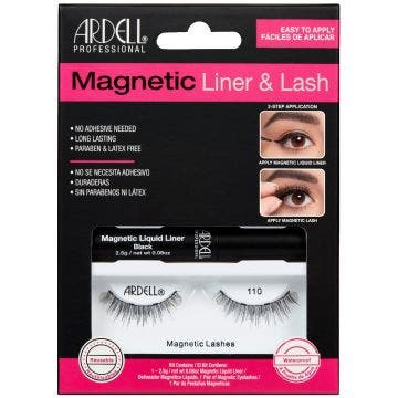 Front view of full Ardell, Magnetic Liquid Liner & Lash Kit, Lash 110 set in complete retail wall hook packaging