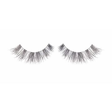 A pair of Ardell Textureyes Lash 578 showing its medium volume & length & slightly flared shape that elongates at the corner