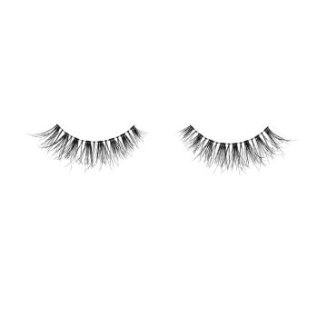 Pair of barely-there Ardell Naked Lash 424 false lashes side by side with longer outer corners