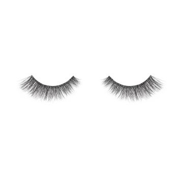 A single pair of Ardell's Faux Mink 859 showing its shorter, flared lash style