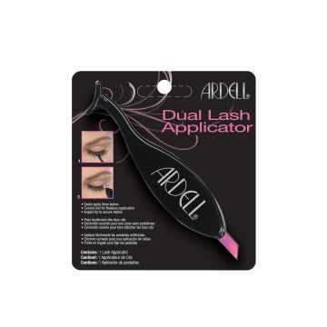 Front view of Ardell Dual Lash Applicator wall-hook ready retail pack with instruction in three different languages