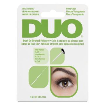 Back of  Ardell DUO Individual Lash Adhesive Dark 7g retail packaging featuring detailed application instructions